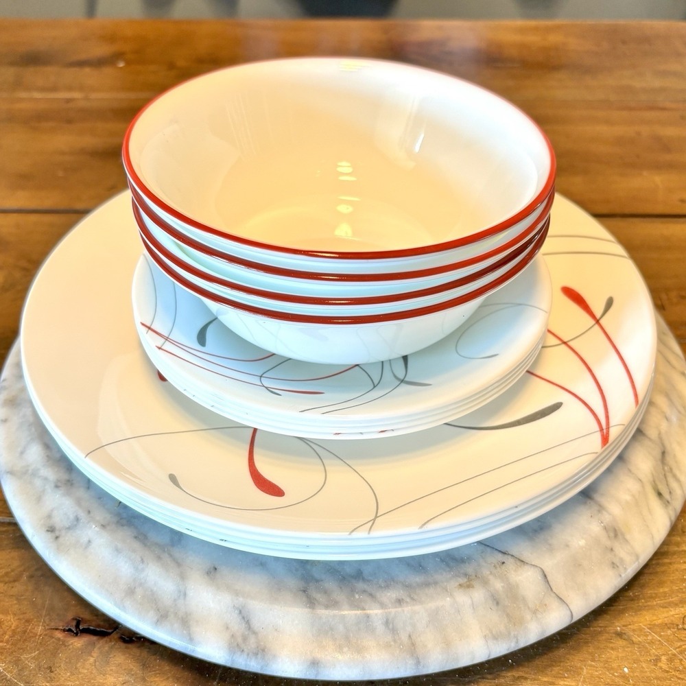 12pc VTG Corelle Splendor Vitrelle Dinnerware Made In USA